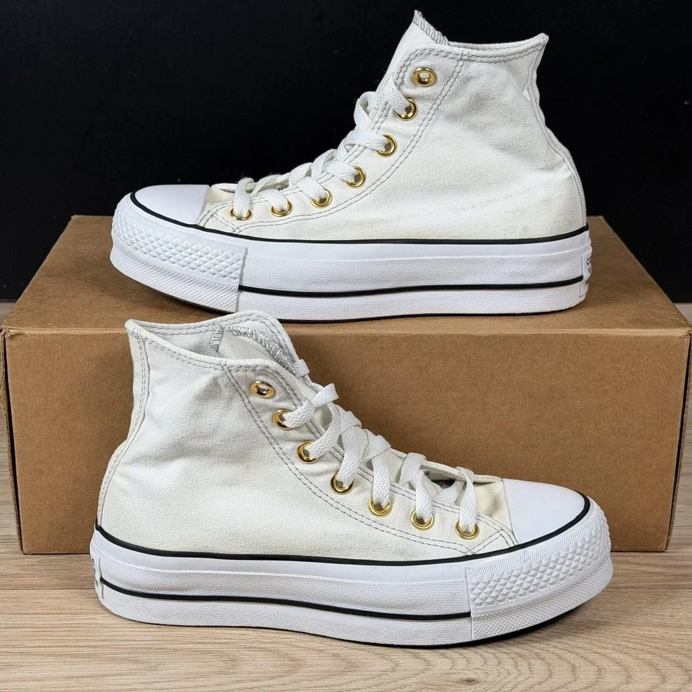 Converse Chuck Taylor All Star Platform Shoes Womens Size 6 White Canvas 569005C